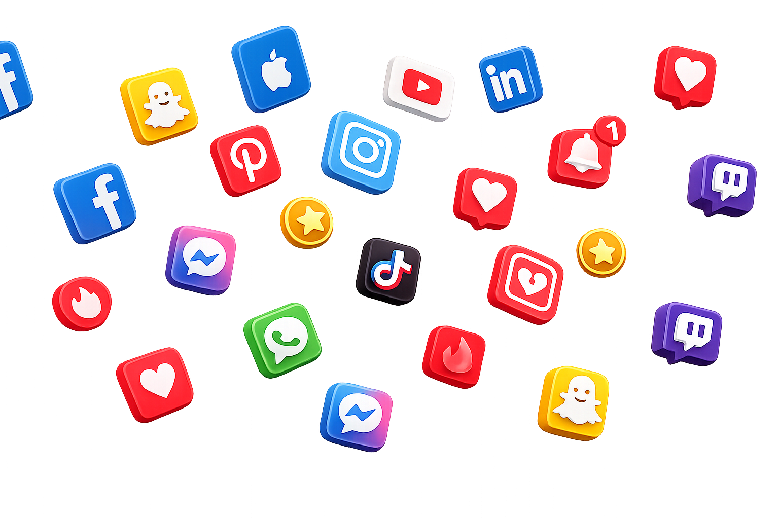 Redes sociais, varios logotipos que representa aonde nossos serviços alcaçam